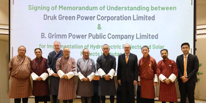 บี.กริม เพาเวอร์ จับมือ Druk Green Power Corporation (DGPC) ลงนามบันทึกข้อตกลงความร่วมมือ พัฒนาโครงการพลังน้ำและแสงอาทิตย์ในภูฏาน