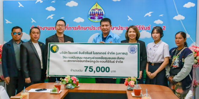 บริษัท ไรเดอร์ อินชัวรันส์ โบรกเกอร์ จำกัด (มหาชน) สนับสนุนกองทุนช่วยเหลือชุมชนและสังคม แก่สหกรณ์ออมทรัพย์ครูประจวบคีรีขันธ์ จำกัด