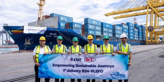 OR ร่วมกับ RCL นำร่องจ่ายน้ำมัน B24 VLSFO สำหรับเรือขนส่งสินค้าเป็นครั้งแรก ขับเคลื่อนพลังงานสะอาดสู่การขนส่งทางทะเลอย่างยั่งยืน