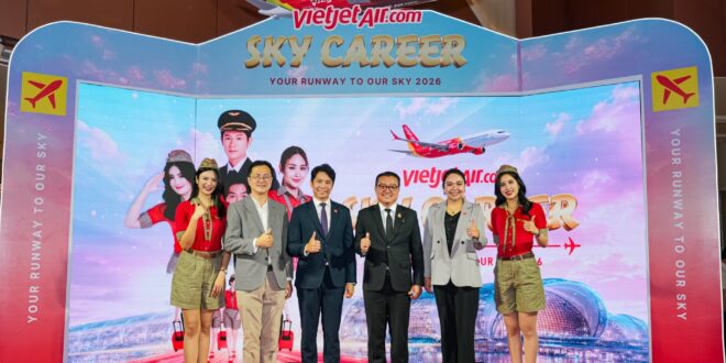 “เวียตเจ็ทไทยแลนด์” ปลื้มความสำเร็จงาน “Sky Career 2026” โชว์ยอดผู้ร่วมงานทะลุ 12,000 ราย ด้าน “นักบิน – พนักงานต้อนรับ” ยังครองท็อปอาชีพยอดนิยม ย้ำความเชื่อมั่นอุตฯ การบิน  พร้อมเตรียมเสริมทัพบุคลากร 5,000 ตำแหน่ง รองรับการขยายฝูงบินสู่ปี 73