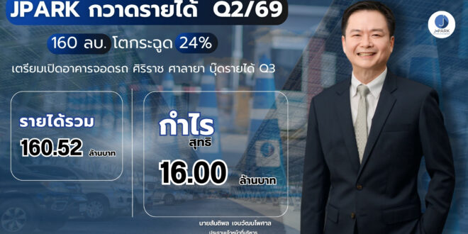 JPARK กวาดรายได้ Q2/69 160 ลบ. โตกระฉูด 24% เตรียมเปิดอาคารจอดรถ ศิริราช ศาลายา บุ๊ดรายได้ Q3