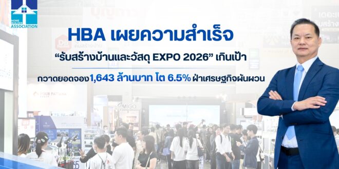 HBA เผยความสำเร็จ “รับสร้างบ้านและวัสดุ EXPO 2026” เกินเป้า กวาดยอดจอง 1,643 ล้านบาท โต 6.5% ฝ่าเศรษฐกิจผันผวน